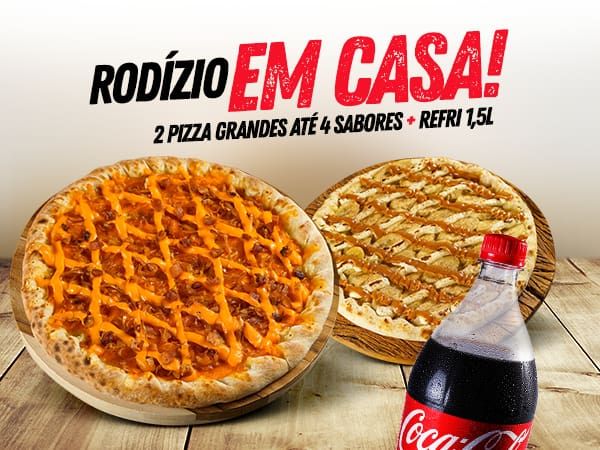 MÉDIA 2 SABORES (4 PEDAÇOS): Papa Pizza Delivery